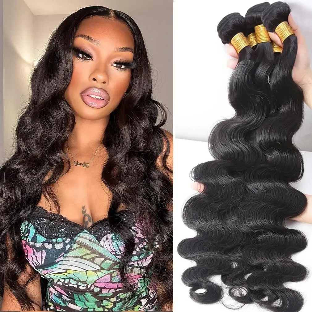 Body Wave Bundles Echthaar Brasilianisches Webhaar Natürliches Weben Schwarz 3 4 Bundles Deal Natürliche 30 Zoll Bundle Haarverlängerungen_voghion.com