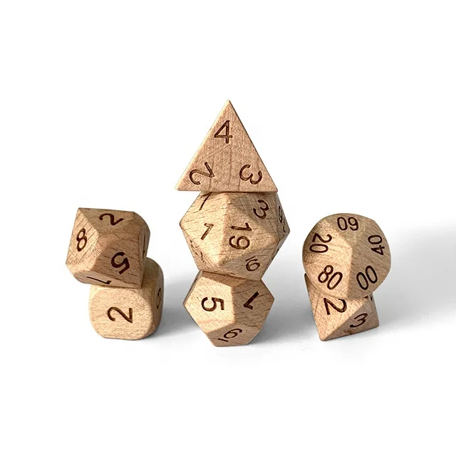 Custom Dungeon and Dragon Polyhedral Dice Wood