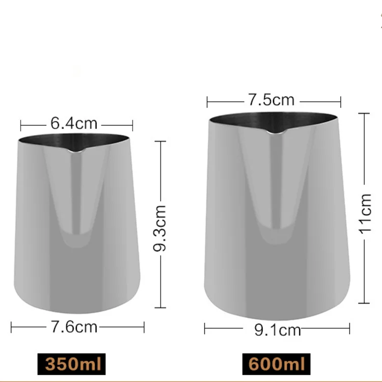 Оптовая продажа высококачественный металлический зеркальный кувшин из нержавеющей стали 304 для бариста Пенообразователь кофе молока чая набор