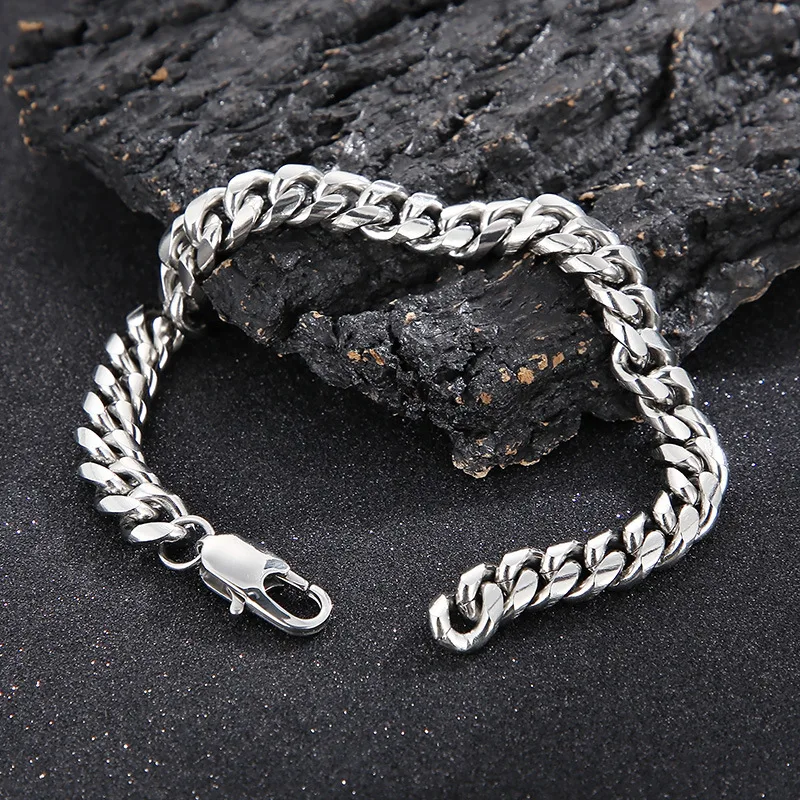 Custom WaterProof  Stainless Steel Cuban Link Mens Hand Chains Stainless Steel Jewelry Men Bracelets Chain Bracelet Wholesale