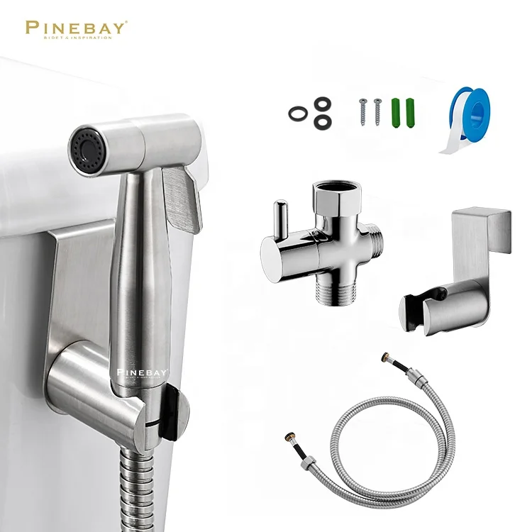 Pinebay Stainless Steel Toilet Bidet Attachment Handheld Bidet Sprayer ...