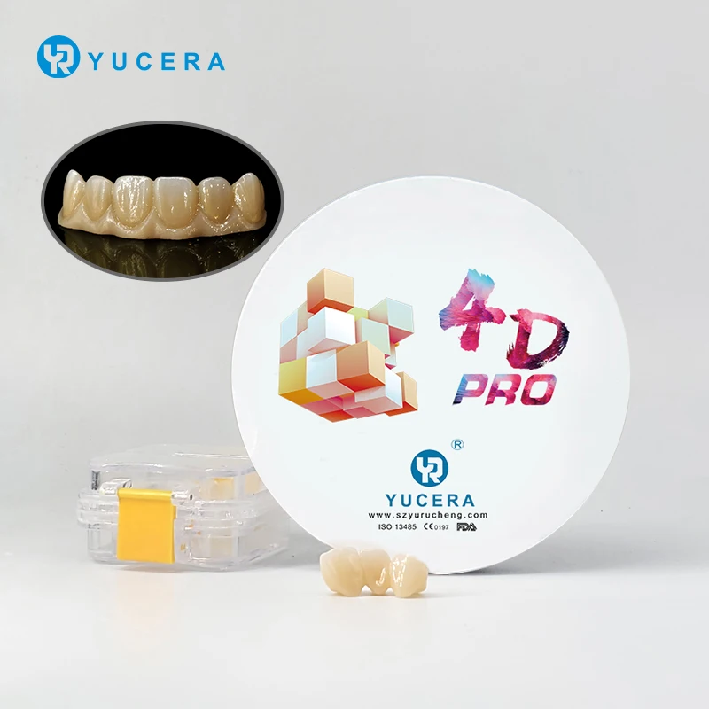 Yucera 4D 98*10mm Multilayer Zirconia Block Dental Zirconia Disc Cad Cam Zirconia Suitable for Half Teeth