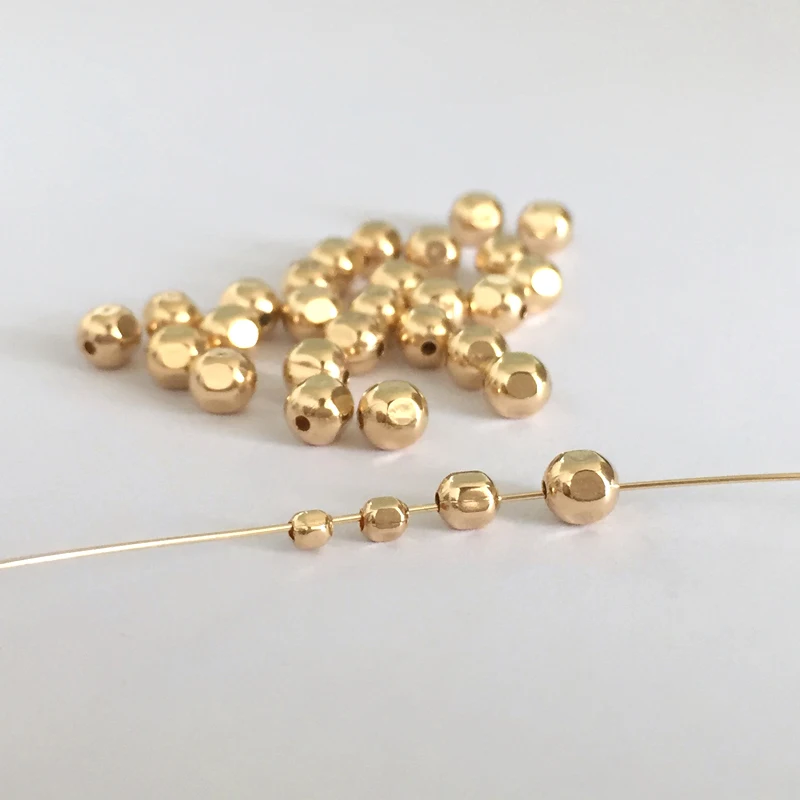 14K Gold Filled Beads for Jewelry Making 2mm 3mm 4mm 14 K Gold Filled  Round Beads 14KT Gold Filled Ball Beads Waterproof