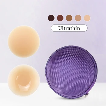 Non-Adhesive Bra Liner Nipple Covers for Women  Reusable Silicone No-Show Inserts with Travel Box