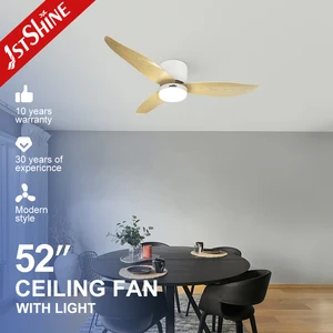 1stshine Ceiling Fan 220V Home Plastic Blades Low Profile LED Remote Ceiling Fan with 3 Color LED Light