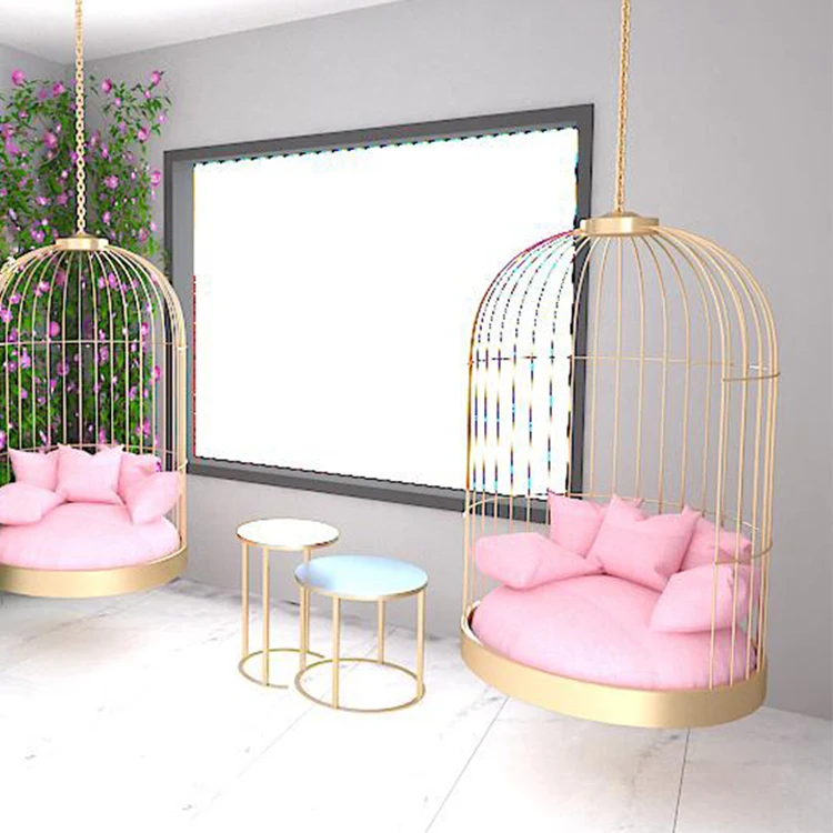 bird cage swing chair gold