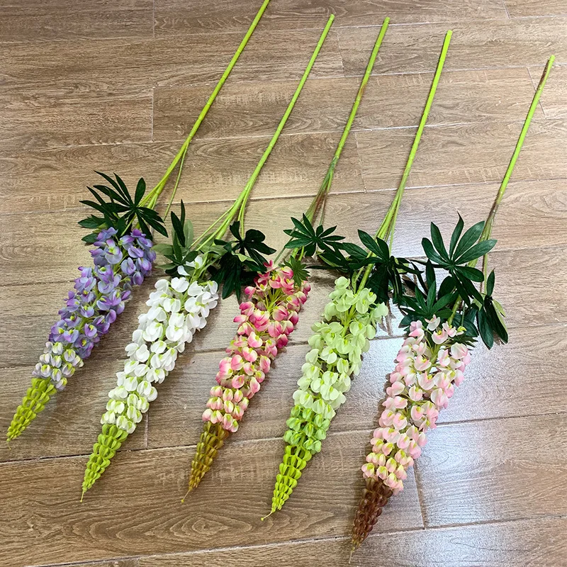 Wholesale Artificial Silk Flowers White Pink Lupin Flower Floral