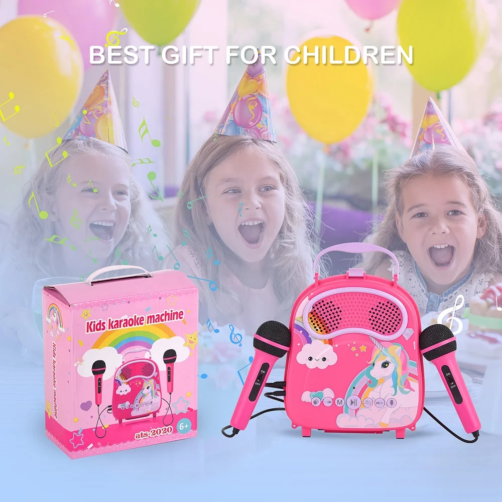 Популярный хит продаж, Беспроводные Usb Tf Проводные микрофоны, динамик, Портативная сумка для переноски, детский караоке с 2 микрофонами