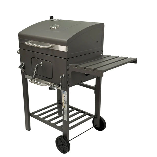 High Quality Portable BBQ Charcoal Grill Smoker for Outdoor Camping Black Powder Coated Steel and Iron Foldable One-Side Shelf