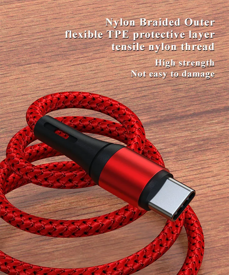 Schitec Factory ODM OEM 1m Nylon Braided USB Type C Cable