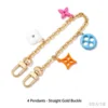 Straight gold color 4-flower decorative chain, 30cm