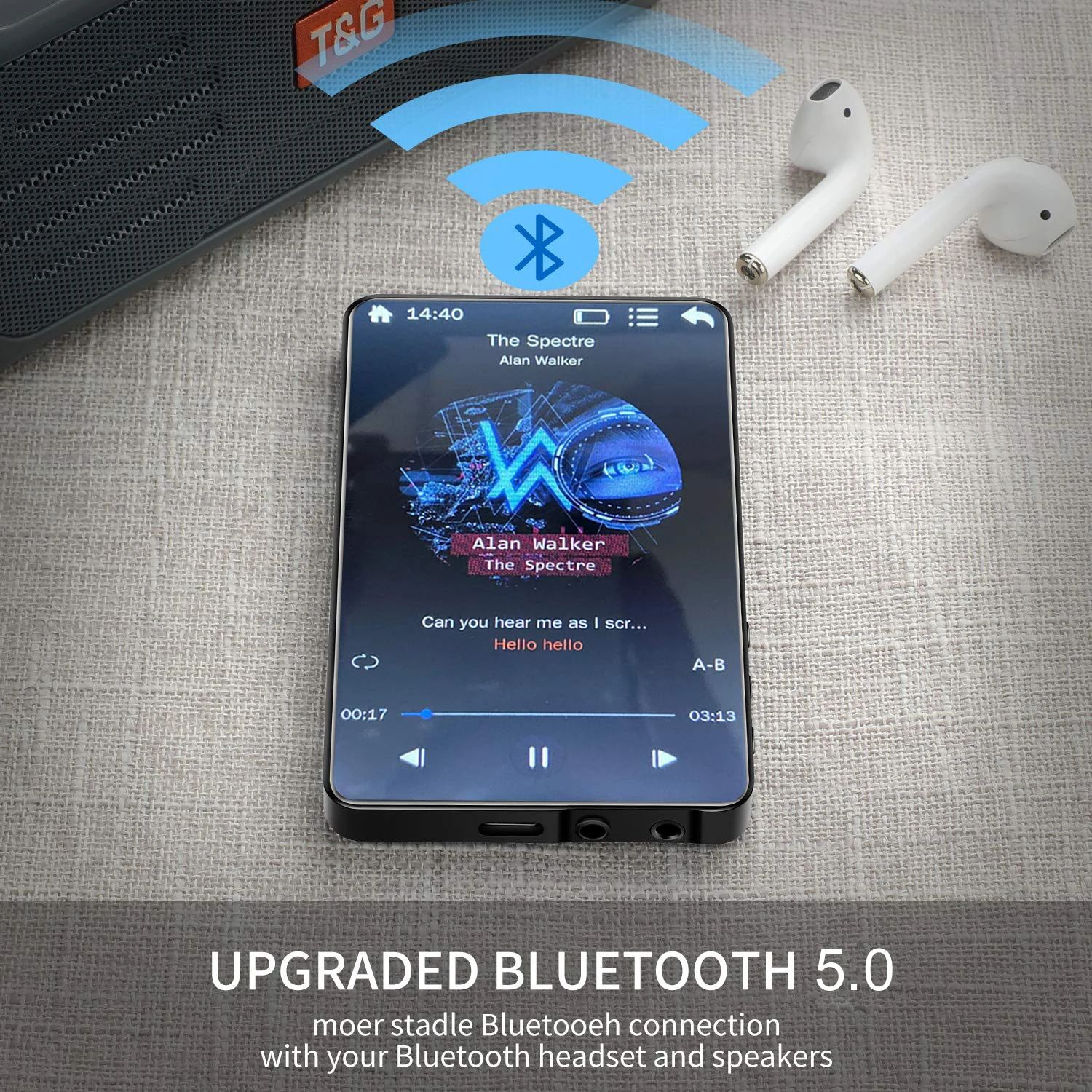 Lettore MP3 Da 128GB Con Bluetooth 5.4, Radio FM, Registratore Vocale E Suono HiFi – Include Auricolari (Bianco) - 3