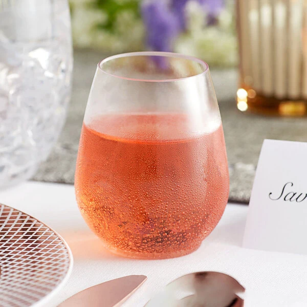 PET Reusable Customized Plastic Wine Glass Stemless Wine Glass Wholesale High Quality 16oz Egg-shaped Plastic Champagne Glass