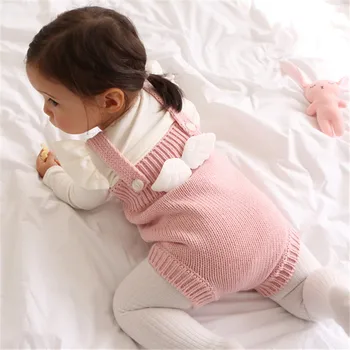 Fall New Angel Wings Overalls For Baby Cotton Toddler Suspenders Cute Knitted Jumpsuit Cotton Baby