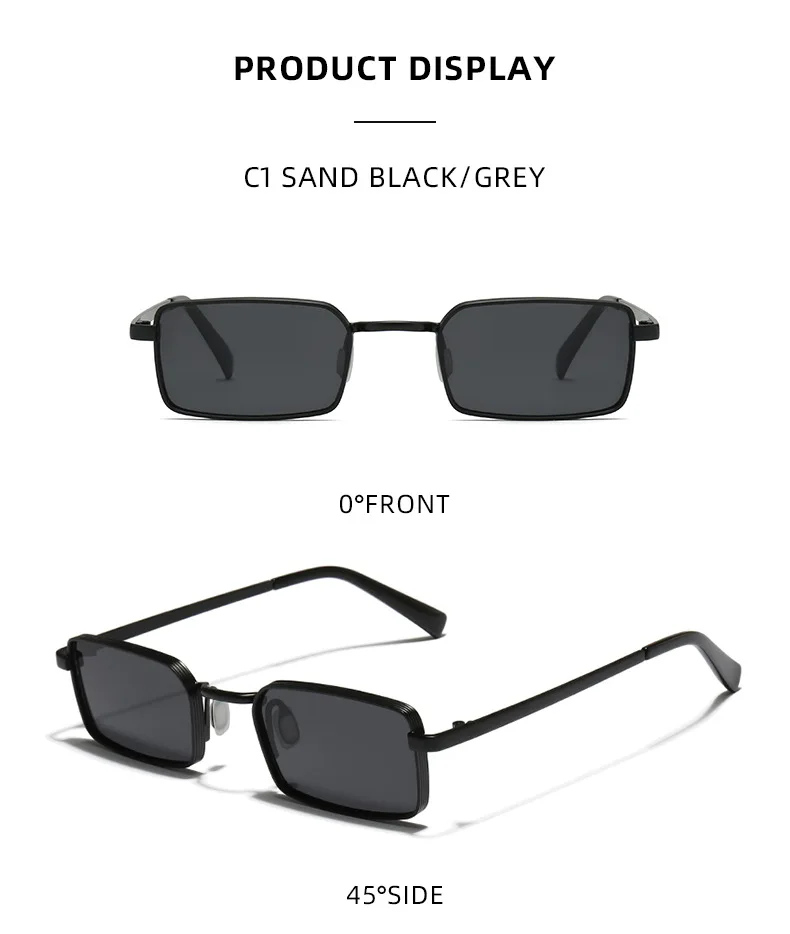 Lunettes de soleil rétro fines en métal, forme carrée classique, verres violets, protection UV400, édition limitée 2026_voghion.com