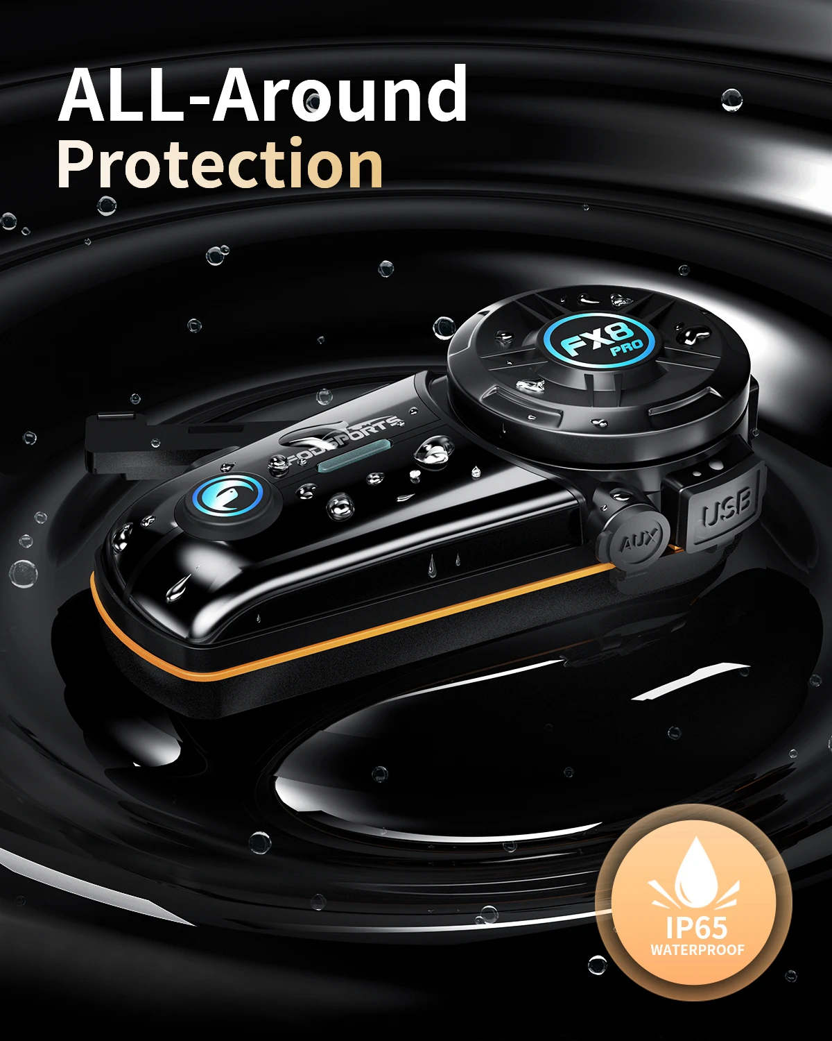 Fodsports FX8 Pro Motorcycle Dual Headphones 10 Riders