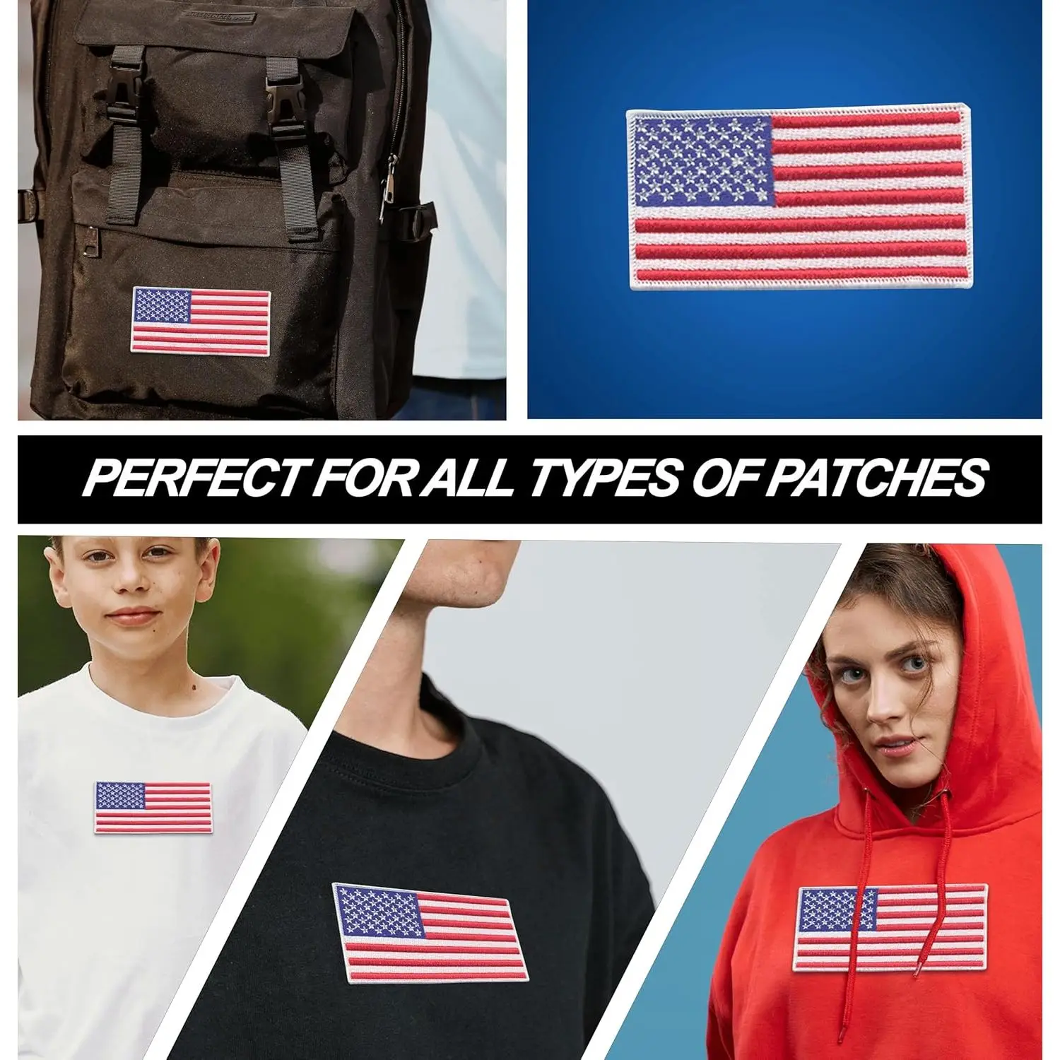 DigitEMB American Flag 3D Nonwoven Felt Patch 3.5 X 1.85 Inches Iron on Embroidered White Merrow Border 11 Pieces - Image 3