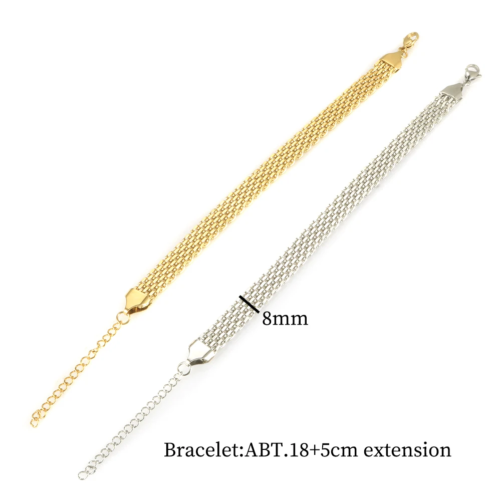 INS Retro 18k Gold Plated Stainless Steel Jewelry Minimalist Charm Mesh Belt Chain Wide Choker Necklace Bracelet for Women