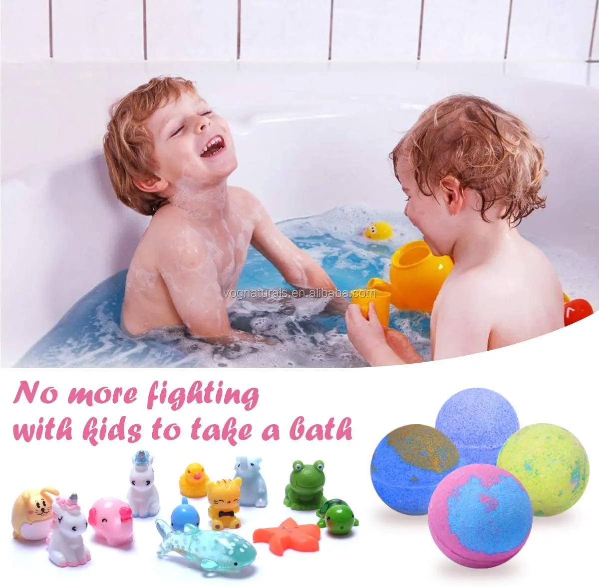 OEM Kids Bath Bomb with Surprise Toys Inside,Bubble Bath Fizzies Vegan Essential Oil Spa Bath Fizz Balls Kit
