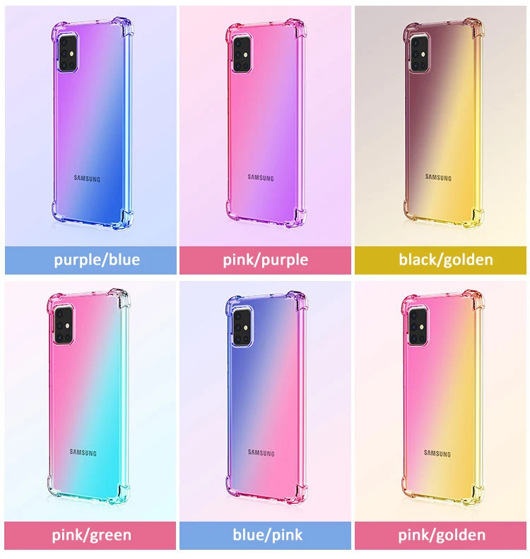 For Samsung A51 Case Gradient Color Shockproof Corners Mobile Cover Phone Case for Galaxy A51