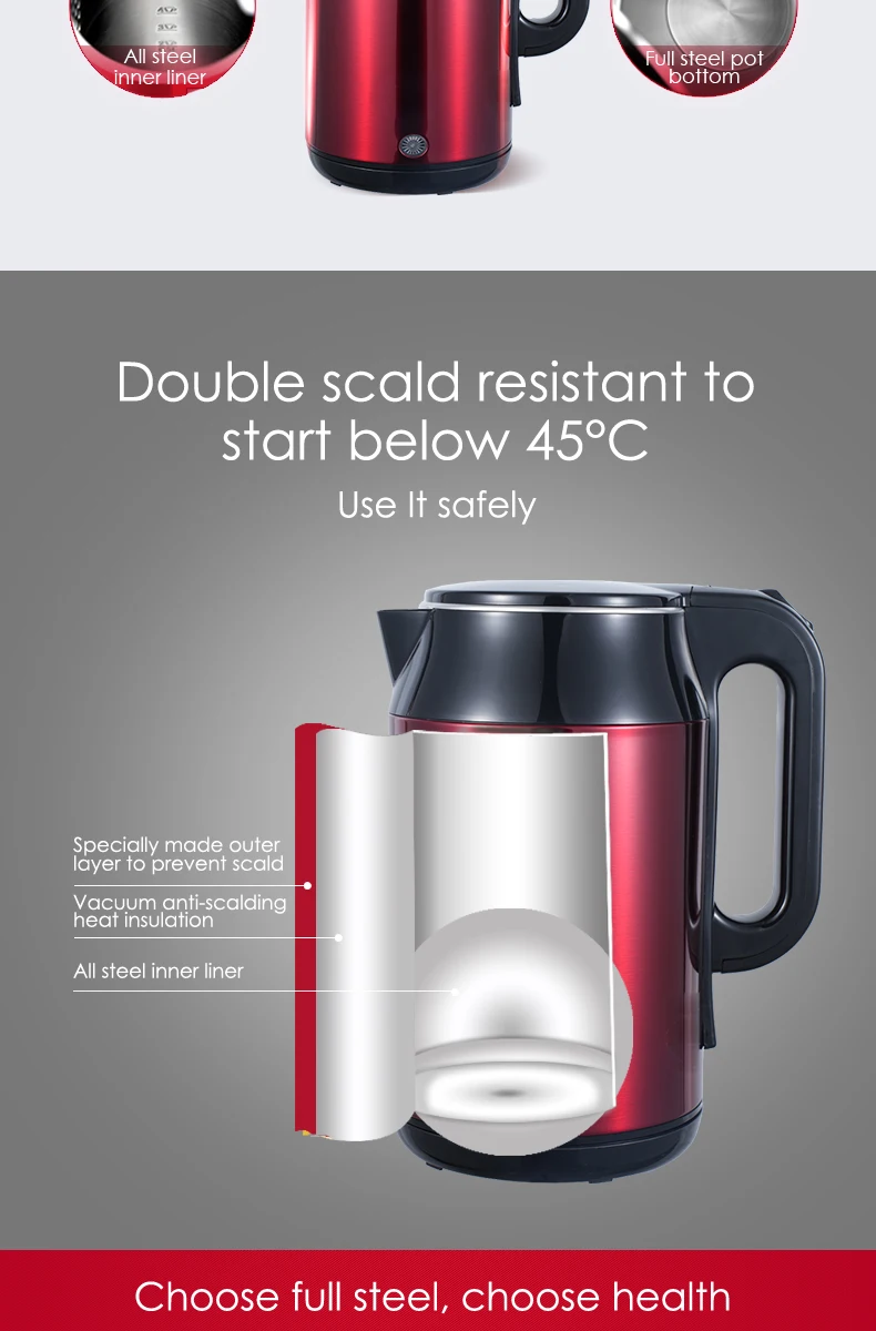 Factory Wholesale Cheap 1.2l 1.5l 1.8l Large Capacity Stainless Steel