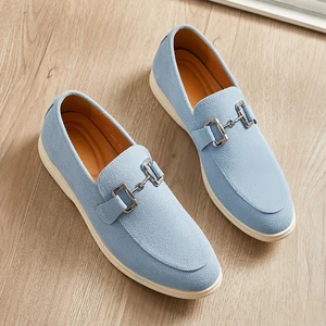 Hot Sale Comfort Fashion Casual Dress Shoes Big Size Buckle Design Luxury Suede Leather Men Loafers Shoes Size 12 US