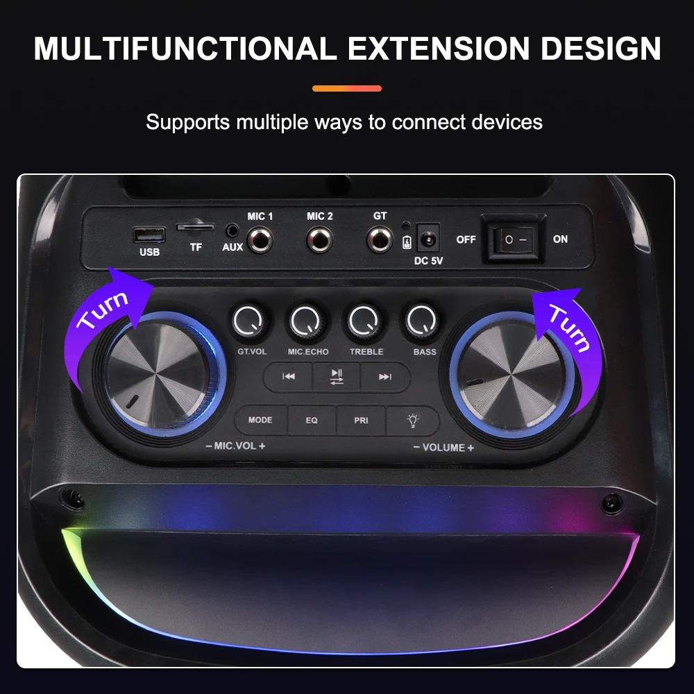 SING-E ZQS8258 Dual 8-Inch RGB Wireless Bluetooth Party Speaker