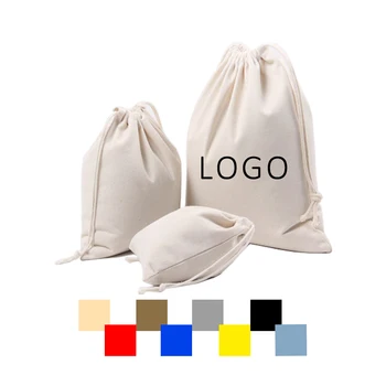 Wholesale Personalized Small Colorful Muslin Custom Draw String Bags Cotton Canvas Drawstring Bag