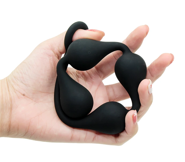 Inflatable Water Drop Silicone Anal Beads Plug Men's Masturbator Sex Toy with Vibrator Tail Anal Sex Toy