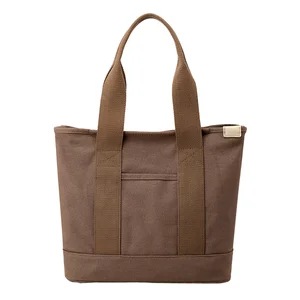 Wholesale Promotional Canvas Bag Durable Daily Multifunctional Handbag With Multi Pockets Large Tote Shopping Bags with Zipper