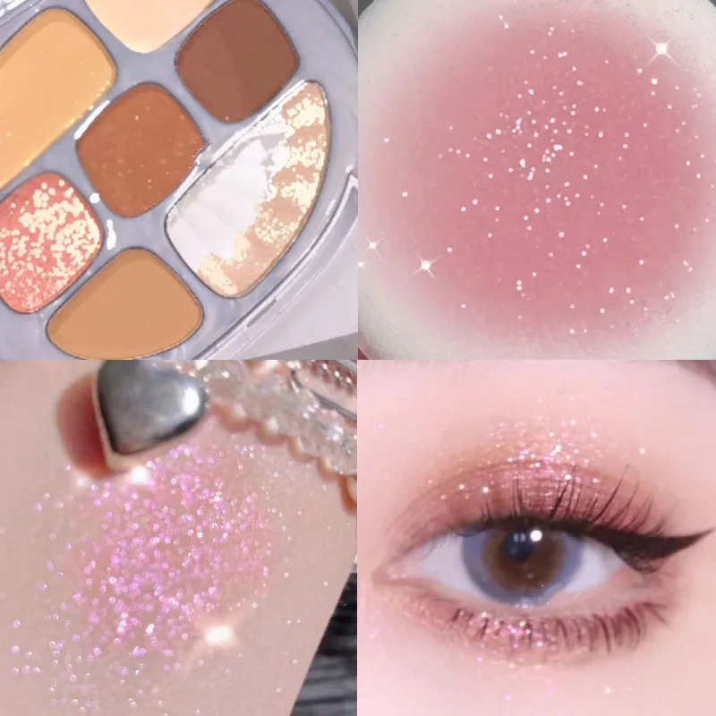 Shell amber 8 colors eyeshadow palette Matte pearl shimmer eyeshadow brightening eye makeup palette custom logo eye shadow