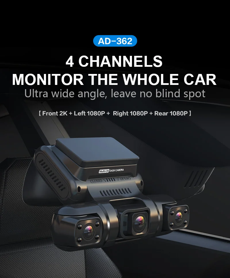 Aoedi Ad362 Wholesale 4 Channel Car Camera Dash Cam Night Vision 1080p Front And Rear Wifi Gps