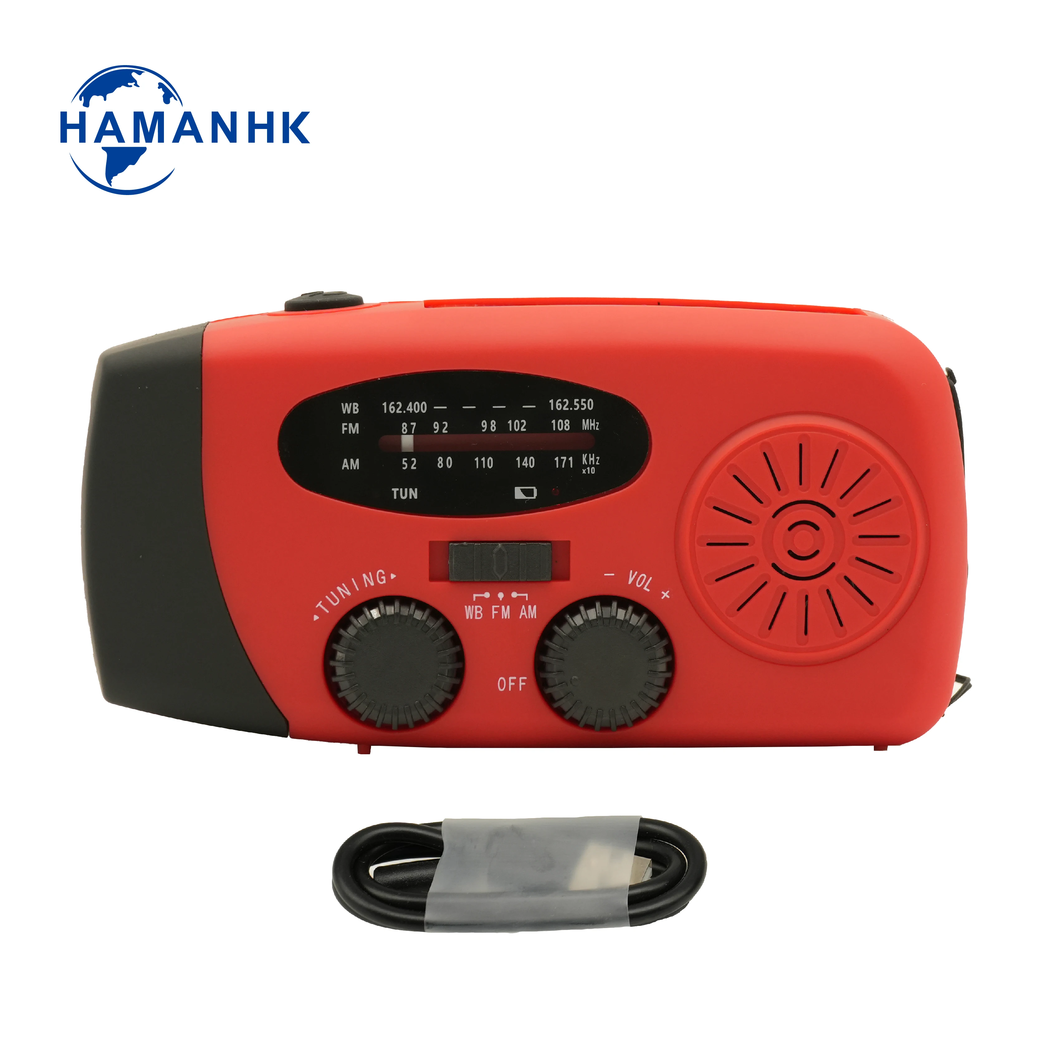 Solar Emergency Radio with Multiband Receiver and Bulb Light Dual Function Flashlight and Radio
