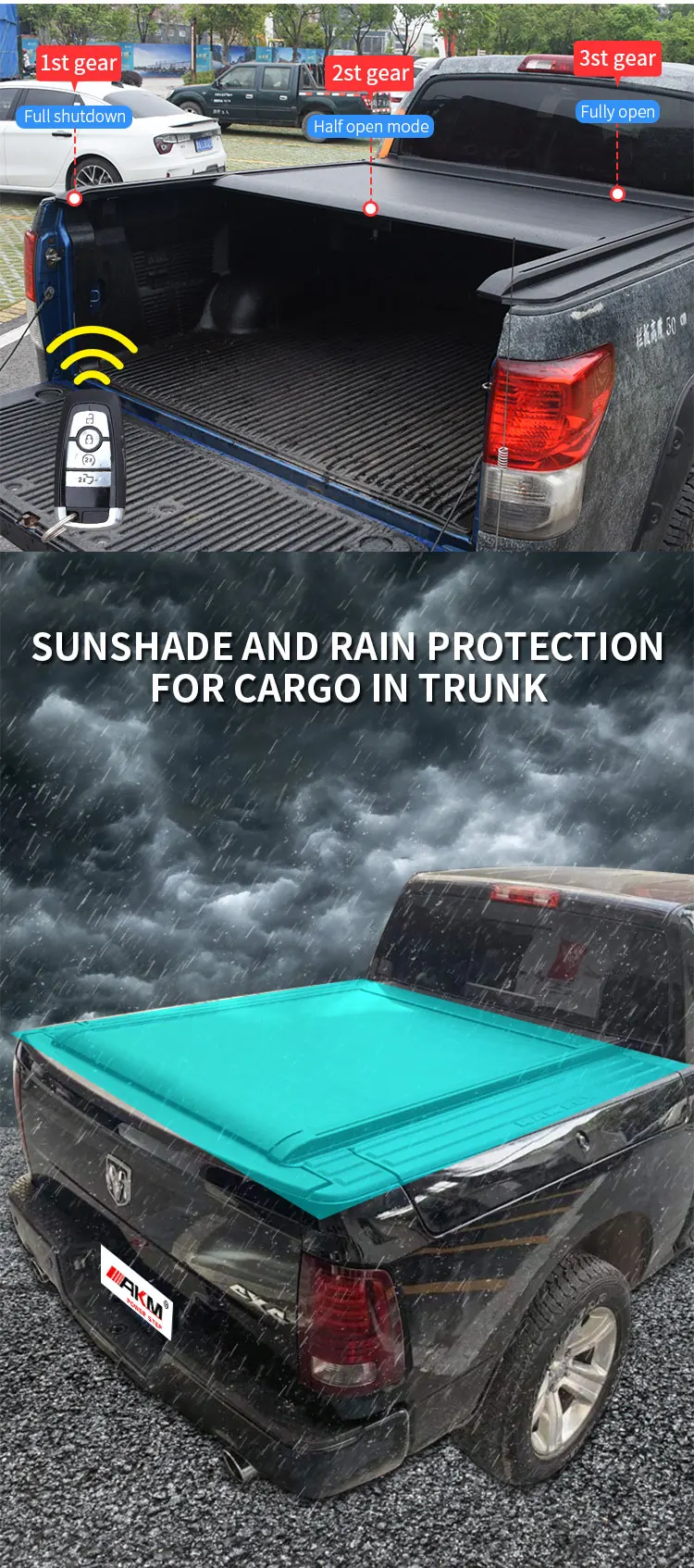 Factory Waterproof Electric Roller Shutter Cover Pickup Cover Bed for Ram 1500 Tonneau Cover Without Gantry Frame details
