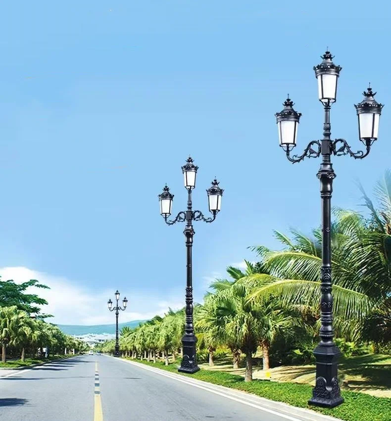 Профессиональное производство на открытом воздухе антикварный чугунный уличный столб светодиодный садовый фонарь