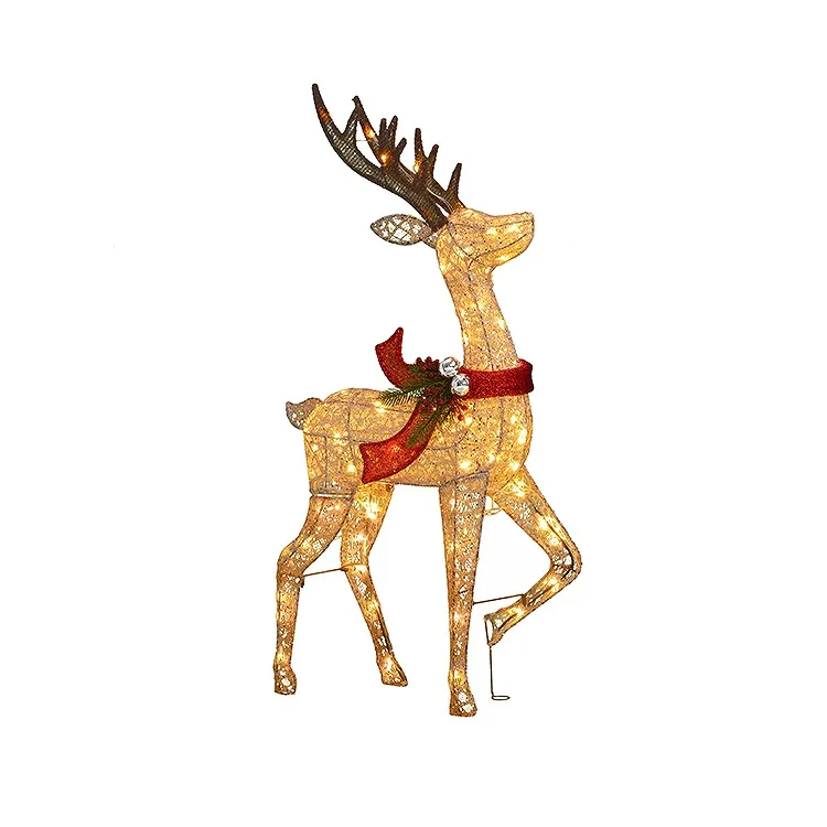 Dış mekân ağaç dekorasyonları için Özel 40 inç 80L LED Kumaş Geyik 3D Motif Noel Işıkları