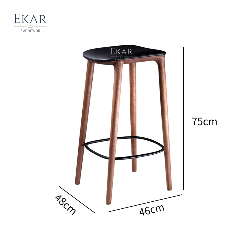 Simple Design Faux Leather Wooden Bar Counter Chair Bar Stool factory