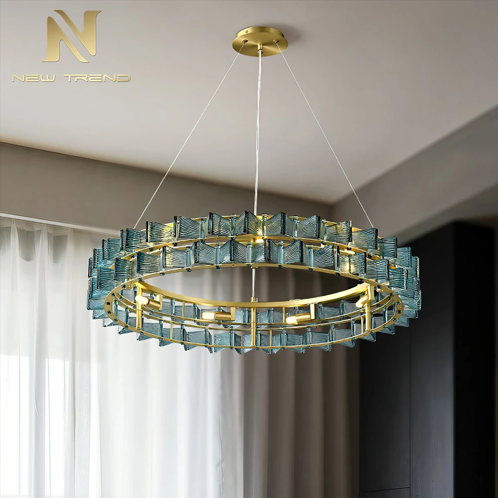 CPL-461 Modern Luxury Murano Glass Ring Chandelier – Large LED Halo Pendant Light for Living Room LED Round Pendant Light