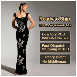 Custom 2025 Summer Elegant V-Neck Casual Midi Dress for Women Sleeveless Empire Embroidery Sequined Black Velvet Vestidos