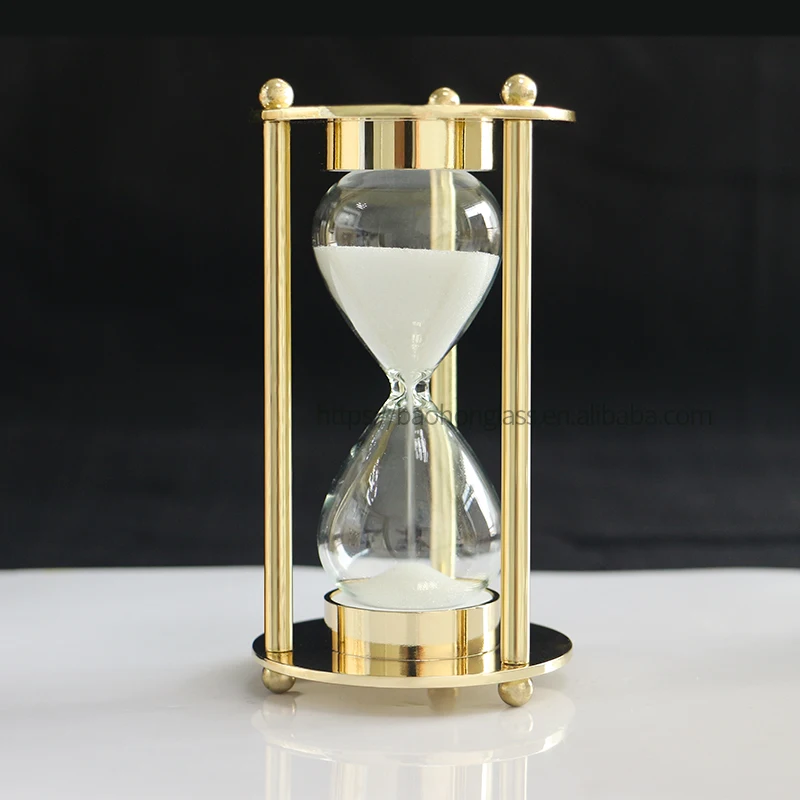 Горячая Распродажа золотистые металлические песочные часы с индивидуальным логотипом 10 минут для украшения