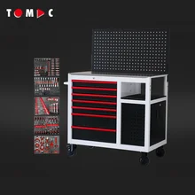TOMAC 360° 4 Side Access Professional Workshop Rolling Station Tool Cabinet with Tools - Includes 252pcs Tools in 5 Drawers