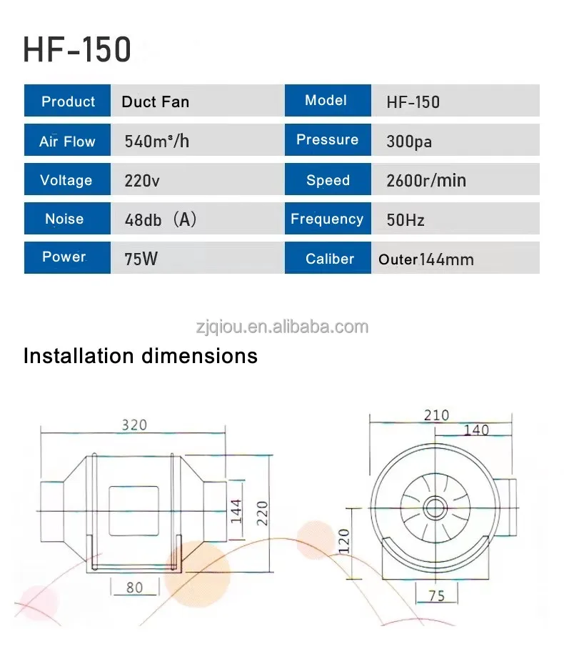 Duct Air Ventilation Extractor, Inline, 110V, Electric - detail 8