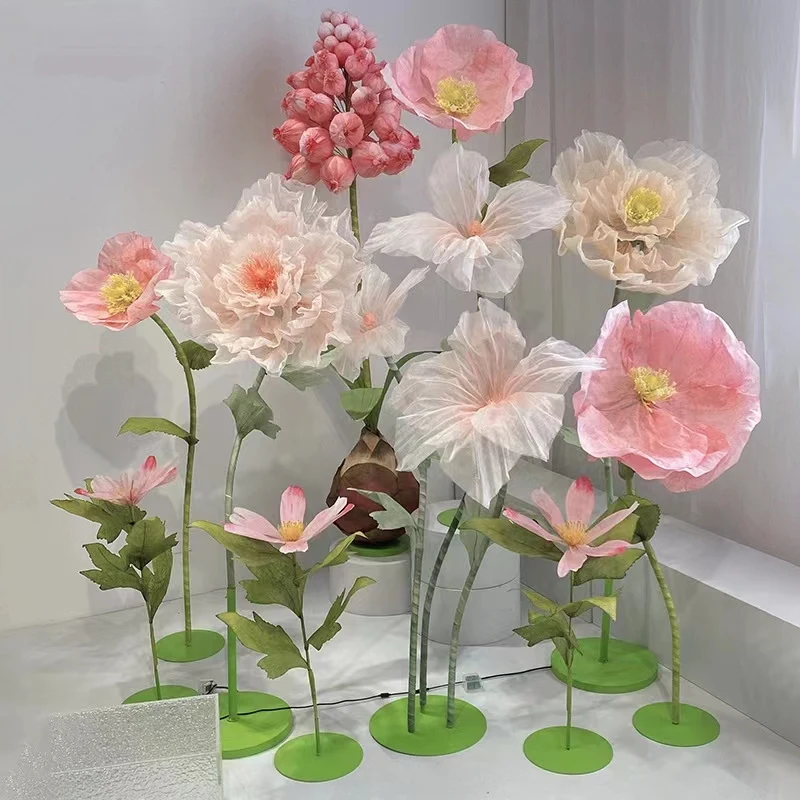 High Quality Luxury Giant Artificial Flowers Paper Flower Silk Giant