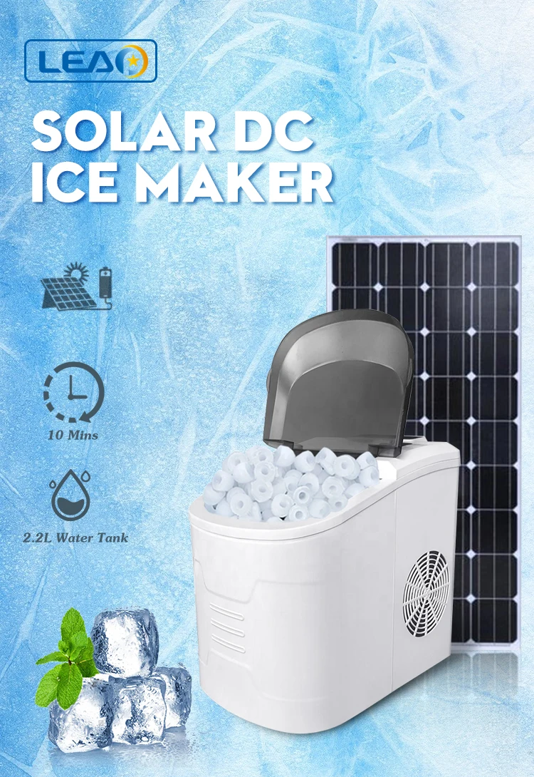 Portable Eco Solar Dc 12v/24v Automatic Ice Maker With 2.2 Water Tank