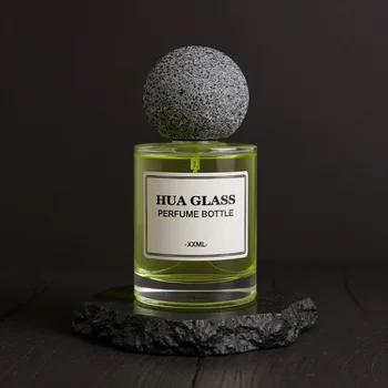 Customized Empty Luxury 100ml Clear Refillable Glass Luxury Perfume Bottle With Artificial Stone Cap With Box Packaging