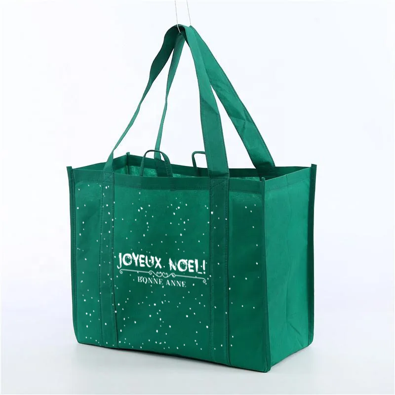 Custom Logo Eco Friendly Green Reusable Promotional Cheap Large Strong Grocery Tote Non Woven Box Shopping Bag for Supermarket