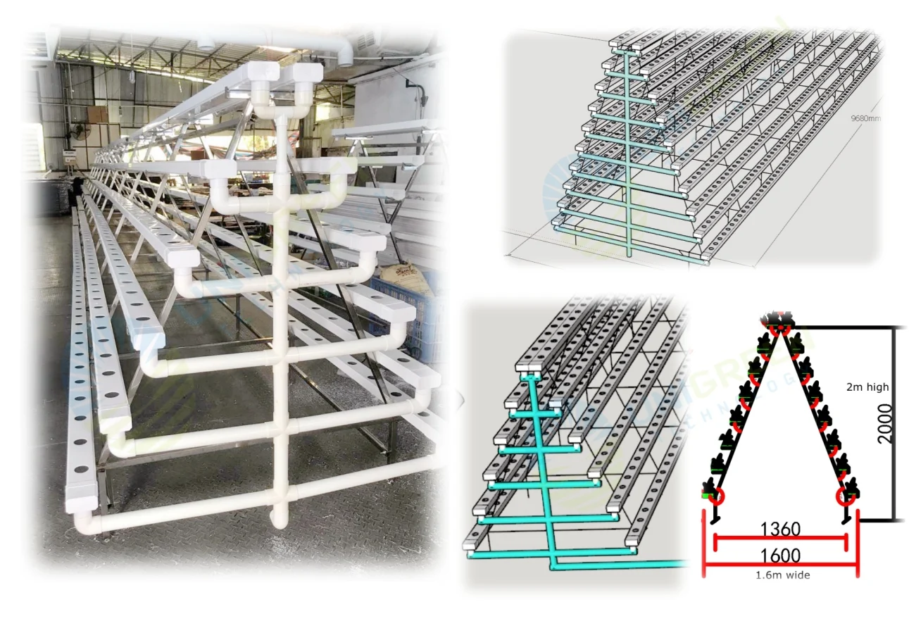 NFT System Rack Hydroponic Greenhouse Lettuces A-type NFT Channel ...