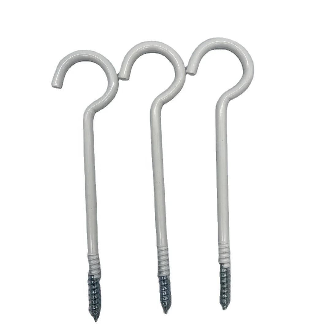 Hooks Question Mark Hook Metal Screw  White Painted Cup Hook