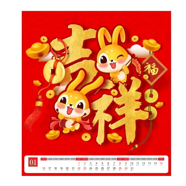 2023 Year Of The Rabbit Desktop Calendar With Cartoon Cute Rabbit Character Desk Table Date Calendar With Advertising Printing