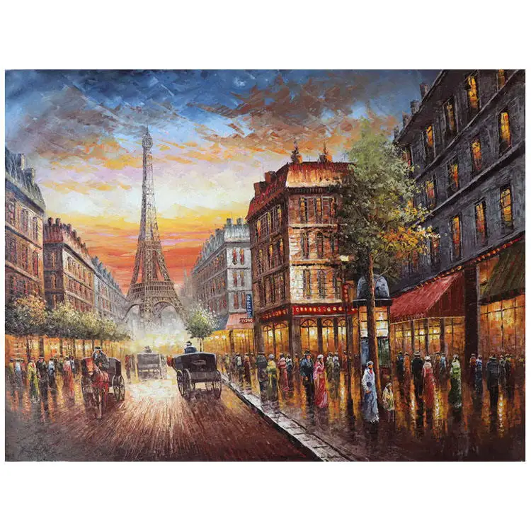 Gallery Quality Handpainted Landscape Painting Paris Street Sunset ...